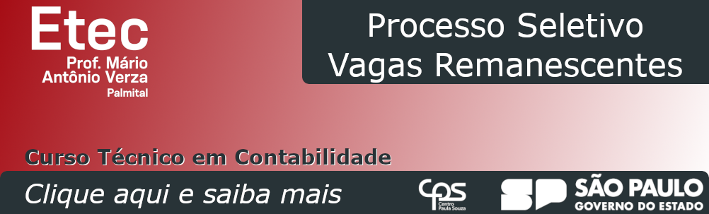 Vagas Remanescentes – Ensino Técnico em Contabilidade